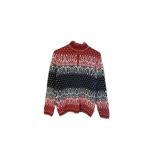 Coldwater Creek Medium Red Black Sweater Christmas Cardigan